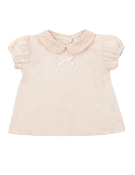 T-SHIRT BABY IN COTONE BIOLOGICO NATURALE CON MANICHE CORTE A PALLONCINO
