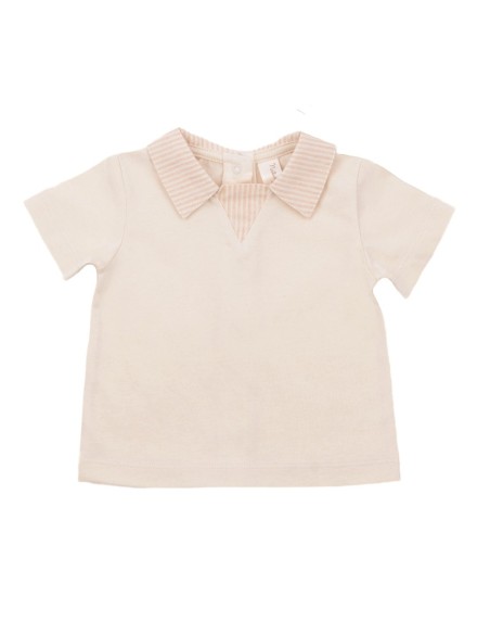 T-SHIRT IN COTONE BIOLOGICO NATURALE CON COLLETTO