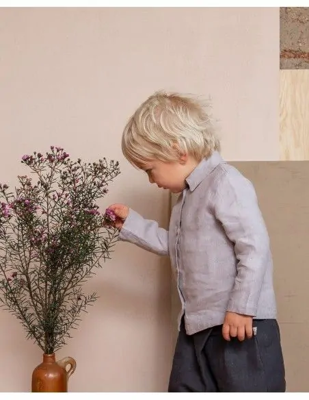 CAMICIA BIMBO IN LINO BIOLOGICO PESANTE