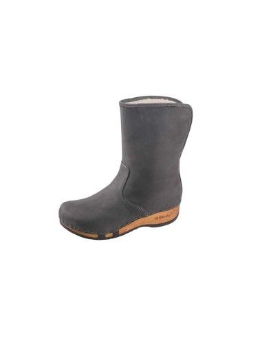 SCARPONCINO IN LEGNO, PELLE E VELLO D'AGNELLO...