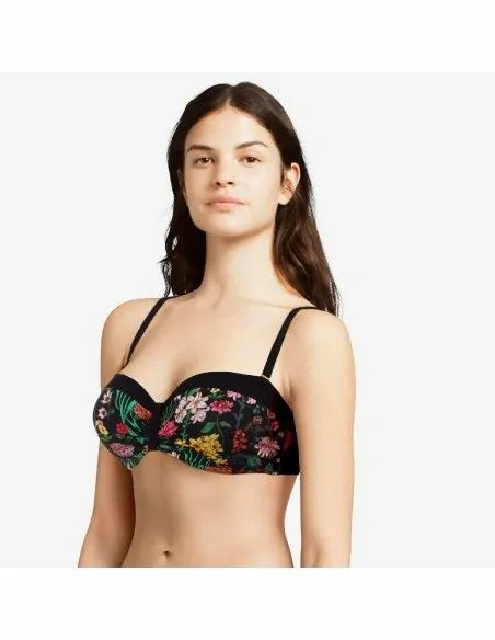 REGGISENO COSTUME A FASCIA SFODERATO FINO ALLA COPPA E "FLOWERS"