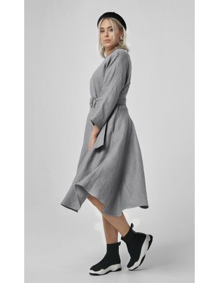 ABITO IN PURO LINO PESANTE CON CINTURA