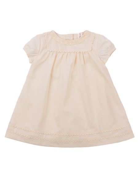 ABITO BIMBA IN PURO COTONE BIOLOGICO CON RICAMI E ROUGES