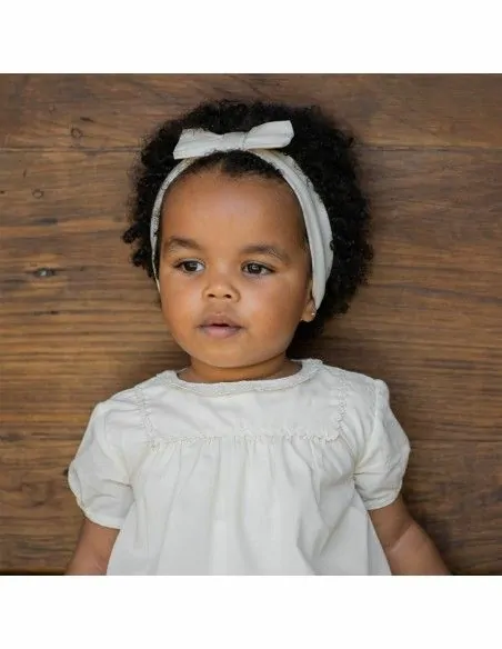 ABITO BIMBA IN PURO COTONE BIOLOGICO CON RICAMI E ROUGES