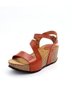 SANDALO IN PELLE E SUGHERO "JILL" - CUOIO