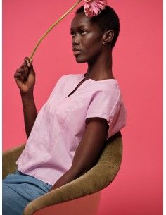 BLUSA SMANICATA RICAMATA IN...