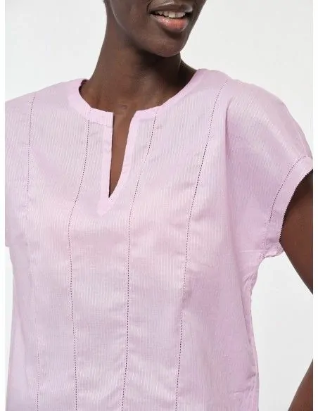 BLUSA SMANICATA RICAMATA IN COTONE BIOLOGICO