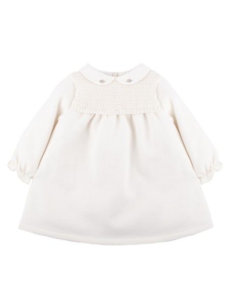 ABITO BIMBA IN COTONE NATURALE CON COLLETTO