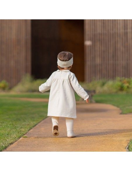 ABITO BIMBA IN COTONE NATURALE CON COLLETTO