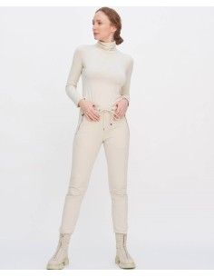 PANTALONE SLIM IN COTONE BIOLOGICO "LAURA" - NATURALE