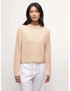 MAGLIONE IN COTONE BIOLOGICO A TRICOT GROSSO - CREMA