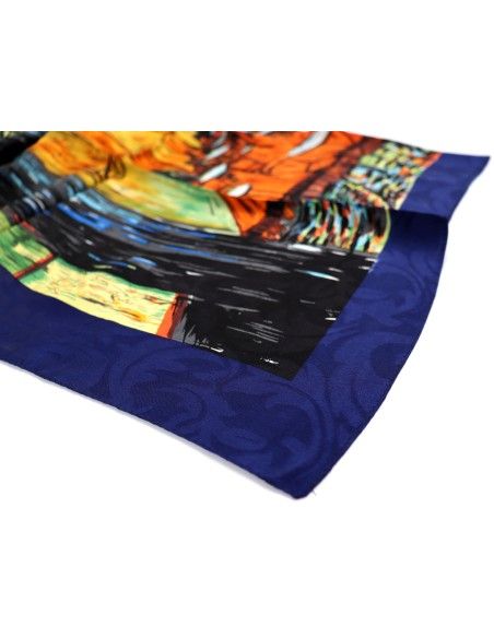 FOULARD 85X85 CM IN PURA SETA SATIN PAINT JAQUARD TAGLIA UNICA COLORE BLU