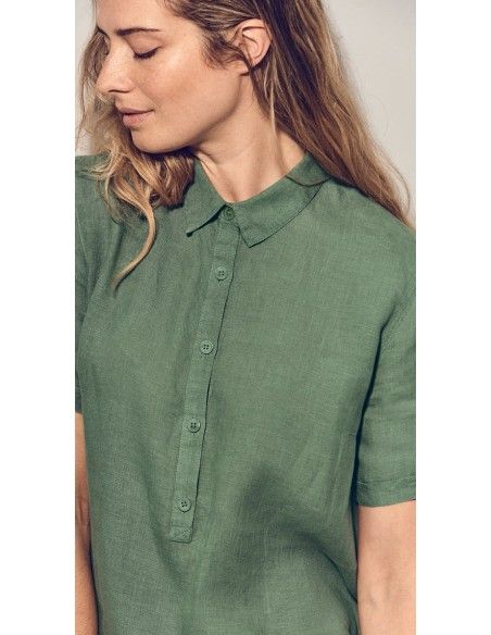 CAMICIA DONNA IN 100% CANAPA MANICA CORTA