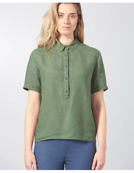 CAMICIA DONNA IN 100% CANAPA MANICA CORTA