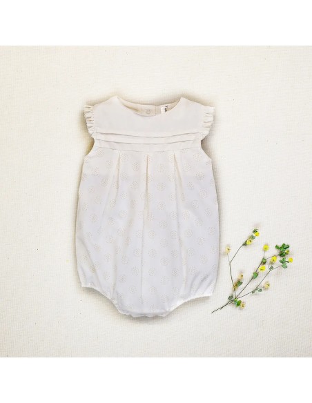 PAGLIACCETTO BIMBA IN COTONE NATURALE "POLKA DOTS"