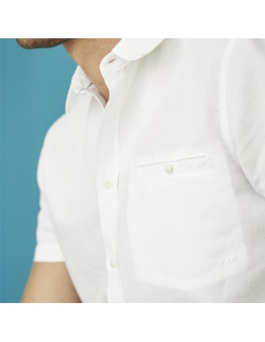 CAMICIA IN LINO E COTONE BIOLOGICO A MANICHE CORTE
