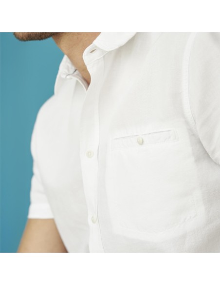 CAMICIA IN LINO E COTONE BIOLOGICO A MANICHE CORTE