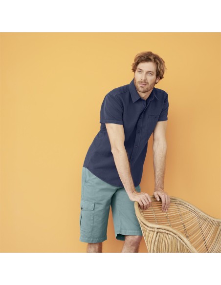 CAMICIA IN LINO E COTONE BIOLOGICO A MANICHE CORTE
