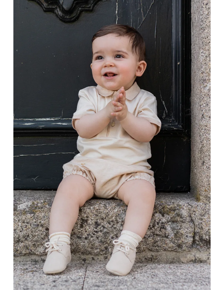 SHORTS BABY IN COTONE BIOLOGICO NATURALE NON TINTO "OXFORD"