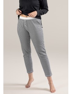PANTALONE PIGIAMA LUNGO IN COTONE BIOLOGICO "CAROL" - NERO