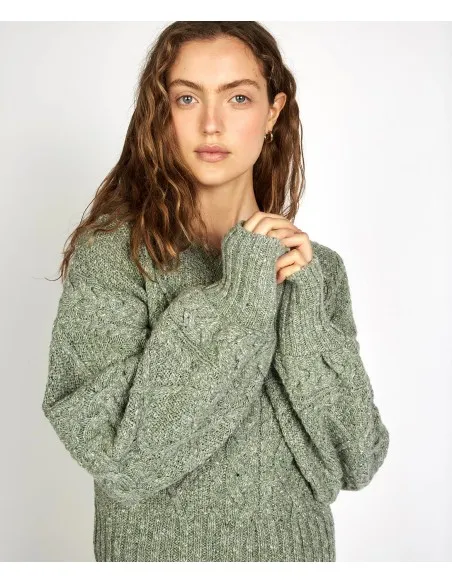 MAGLIONE IN LANA IRLANDESE, COTONE, CASHMERE E SETA "ROSEHIP"