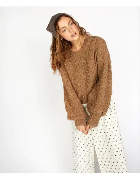 MAGLIONE IN LANA IRLANDESE, COTONE, CASHMERE E SETA "ROSEHIP"