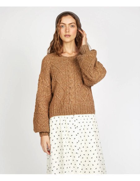 MAGLIONE IN LANA IRLANDESE, COTONE, CASHMERE E SETA "ROSEHIP"