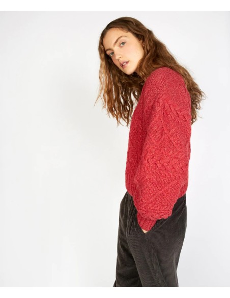 MAGLIONE IN LANA IRLANDESE, COTONE, CASHMERE E SETA "ROSEHIP"
