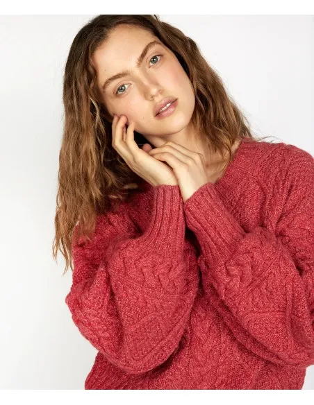 MAGLIONE IN LANA IRLANDESE, COTONE, CASHMERE E SETA "ROSEHIP"
