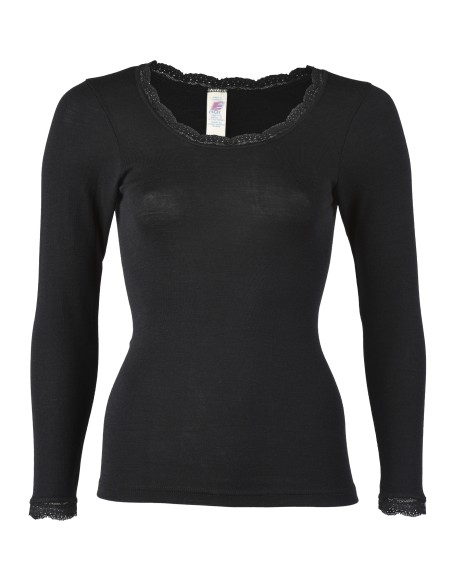 MAGLIA IN LANA-SETA  MANICHE LUNGHE CON PIZZO