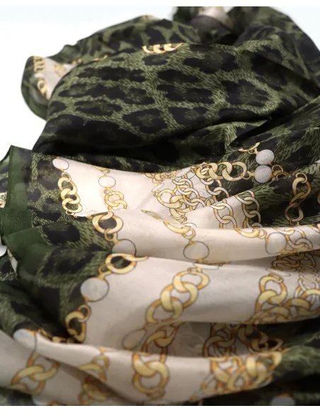 STOLA 180X110 CM IN PURA SETA CHIFFON "LEOPARD"