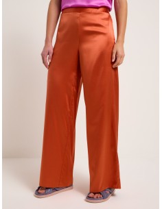PANTALONE AMPIO IN SETA SATIN - TERRACOTTA 2