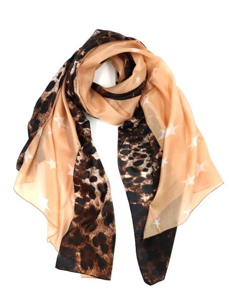 STOLA 180X110 CM IN PURA SETA CHIFFON "STAR"
