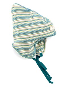 BERRETTO BIMBI IN COTONE BIOLOGICO "ZOE" - RIGHE GRIGIO