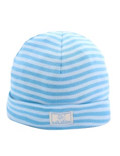 BERRETTO BASIC BIMBI IN COTONE BIOLOGICO  - RIGHE AZZURRO