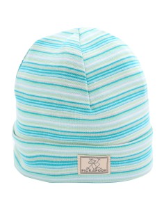 BERRETTO BASIC BIMBI IN COTONE BIOLOGICO  - RIGHE MENTA