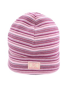 BERRETTO BASIC BIMBI IN COTONE BIOLOGICO  - RIGHE VIOLA