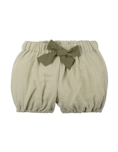 SHORTS BIMBA IN MUSSOLA DI COTONE BIOLOGICO CON FIOCCO