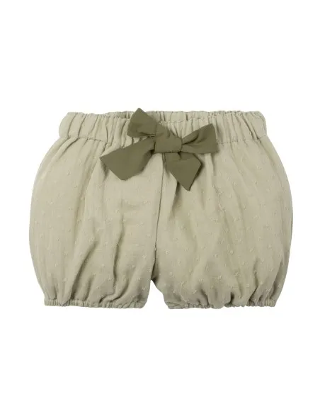 SHORTS BIMBA IN MUSSOLA DI COTONE BIOLOGICO CON FIOCCO