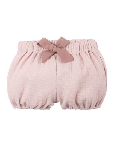SHORTS BIMBA IN MUSSOLA DI COTONE BIOLOGICO CON FIOCCO