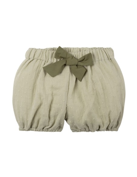 SHORTS BIMBA IN MUSSOLA DI COTONE BIOLOGICO CON FIOCCO
