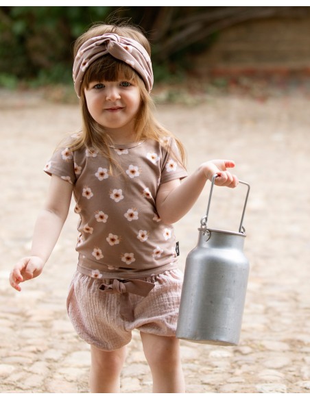 SHORTS BIMBA IN MUSSOLA DI COTONE BIOLOGICO CON FIOCCO