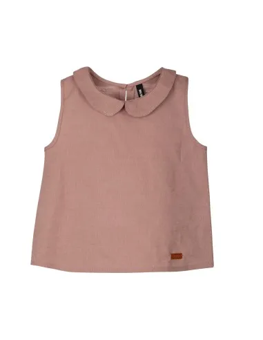 TOP SMANICATO IN LINO E COTONE