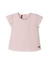 T-SHIRT BIMBA IN MUSSOLA DI COTONE BIOLOGICO CON BOTTONCINI SUL RETRO