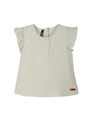 T-SHIRT BIMBA IN MUSSOLA DI COTONE BIOLOGICO CON BOTTONCINI SUL RETRO