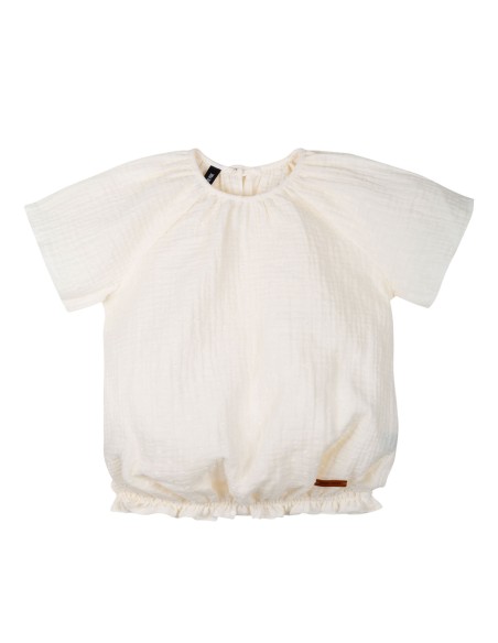 T-SHIRT BIMBA ARRICCIATA IN MUSSOLA DI COTONE BIOLOGICO