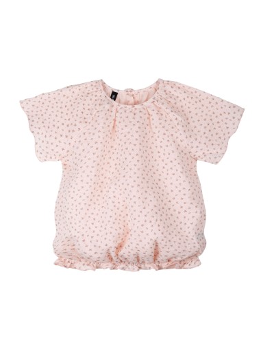 T-SHIRT BIMBA ARRICCIATA IN MUSSOLA DI COTONE BIOLOGICO