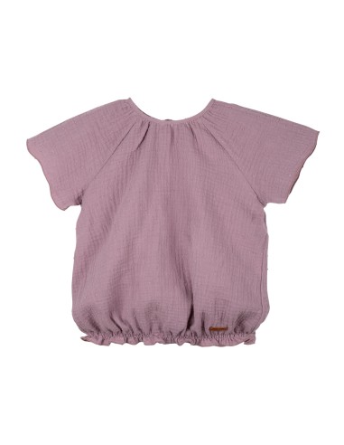 T-SHIRT BIMBA ARRICCIATA IN MUSSOLA DI COTONE BIOLOGICO