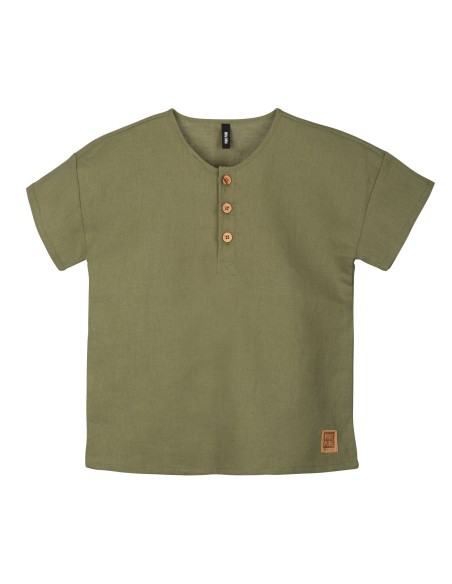 T-SHIRT A SERAFINO IN COTONE BIOLOGICO E LINO