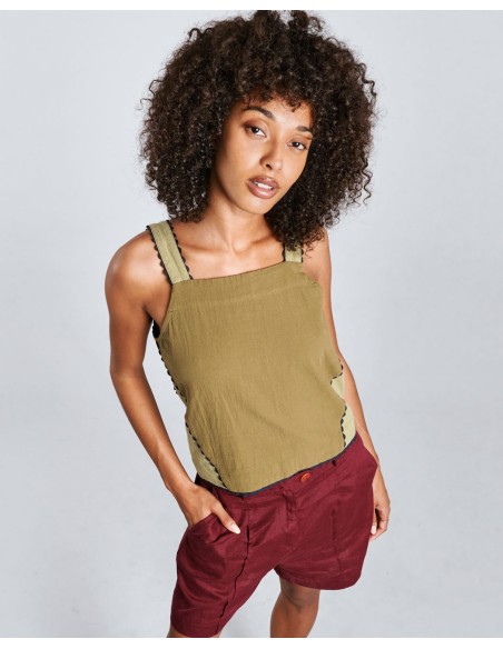 TOP IN COTONE BIOLOGICO RICAMATO "IRIS PATCHWORK"